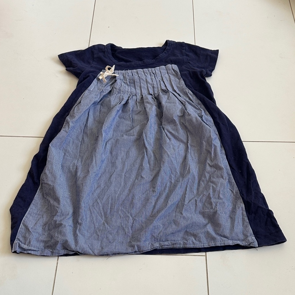 Crewcuts Navy and Gray Striped Kids Dress 10